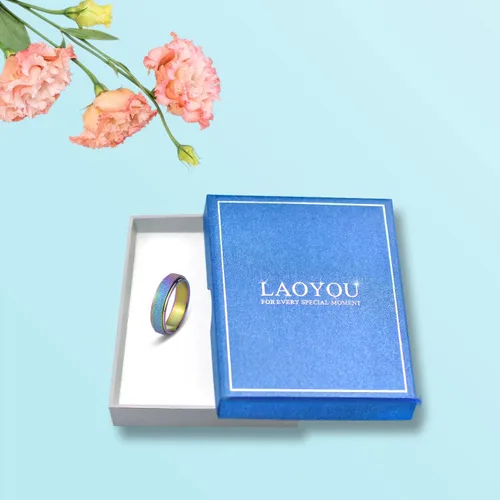 Miniatura 32 de LAOYOU Anillo giratorio para aliviar la ansiedad y la ansiedad para mujer, acero inoxidable de 0.236 pulgadas, con purpurina, para aliviar