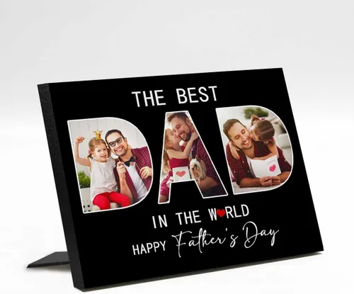 Miniatura 35 de InterestPrint Panel de fotos personalizado para papá y nombre para exhibición de mesa, mejor papá estrella, 6 fotos, marco de fotos personalizado