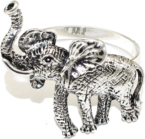 Miniatura 8 de Juego de 12 servilleteros de elefante de metal plateado para playa, boda, baby shower, reunión familiar, cumpleaños y safari africano