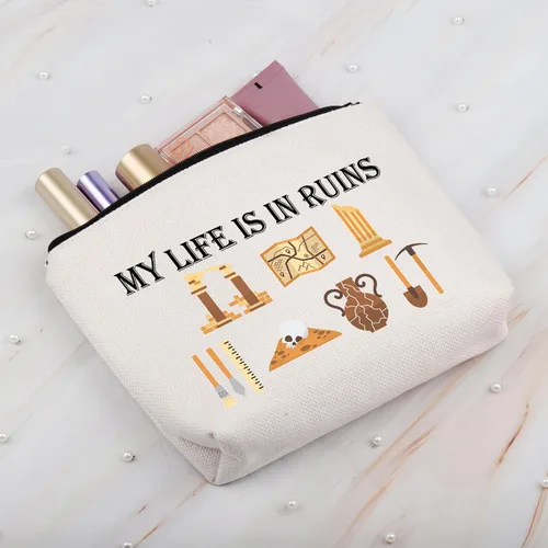 Miniatura 6 de BDPWSS Regalos de arqueología para mujeres, regalo de arqueólogo, My Life Is In Ruin, divertida bolsa con cremallera de arqueología, Mi bolsa