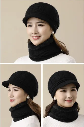 Miniatura 7 de Gorro de invierno para mujer, con forro polar, cálido, tejido, holgado, con visera