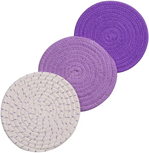Miniatura 14 de Juego de 3 agarraderas para ollas calientes, juego de salvamanteles 100% algodón puro, juego de 3 soportes para ollas calientes, tapetes calientes