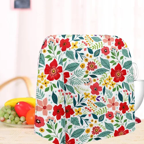 Miniatura 7 de Funda para batidora de pie floral con bolsillos, acolchada a prueba de polvo, compatible con KitchenAid de 5 a 8 cuartos de galón, Hamilton Beach