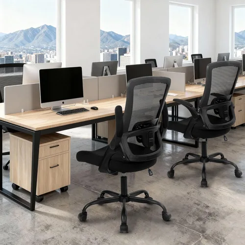 Miniatura 7 de NEO CHAIR Silla de oficina con respaldo alto, silla de malla, cómodo asiento de computadora para juegos con reposabrazos y ruedas abatibles