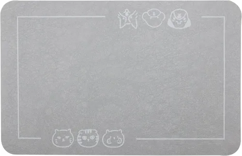 Miniatura 2 de YCT Tapete de comida para mascotas, parte inferior antideslizante, absorbente, de secado rápido, tapete de alimentación para gatos y perros, Gris