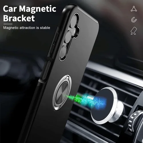Miniatura 5 de Funda para Galaxy A13 5G con protector de pantalla (vidrio templado), funda híbrida 2 en 1 protectora delgada y resistente con anillo magnético Negro