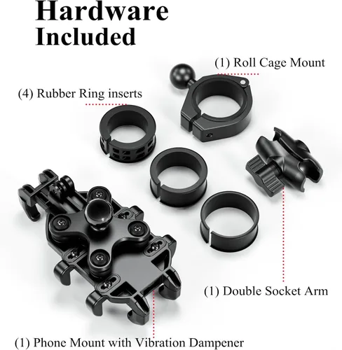 Miniatura 8 de BRCOVAN Soporte de teléfono UTV resistente con amortiguador de vibraciones Adjustable UTV Roll Cage Cellphone Clip for 5.4''-6.9'' Smartphones