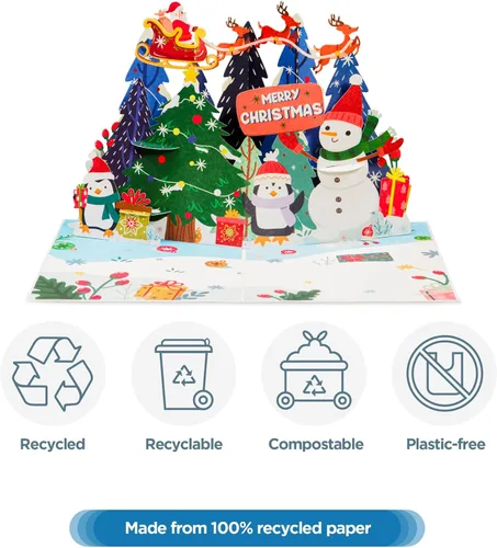 Miniatura 4 de Paper Love Frndly Tarjeta Emergente de Navidad, Noche de Navidad 3D, Regalo para Navidad o Vacaciones - 100% Reciclada y Ecológica, Cubierta de 5" x