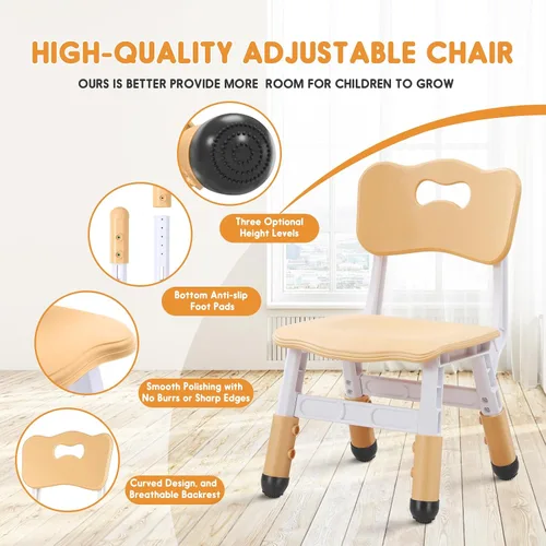 Miniatura 5 de Silla para niños de altura ajustable, sillas para niños de 2 a 8 años con fundas para pies para el hogar, aula, jardín de infantes y lugares