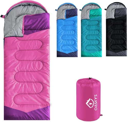 Miniatura 14 de Oaskys - Saco de dormir para acampar, para 3 estaciones, clima cálido y fresco, verano, primavera, otoño, ligero, resistente al agua, para adultos