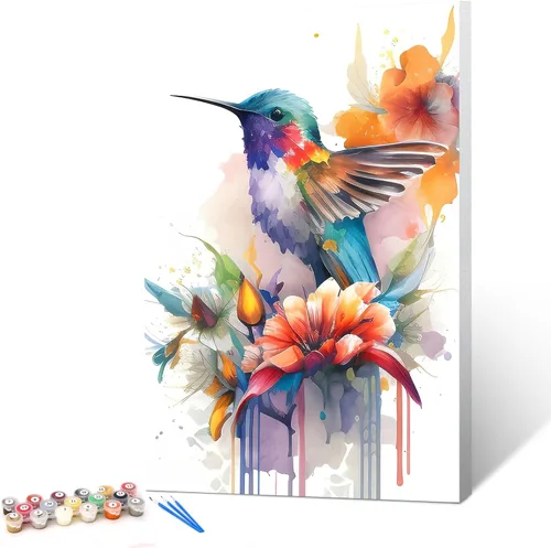 Ginkko Kit de pintura por números para adultos, principiantes y niños de 8 a 12 años con marco de madera, fácil acrílico sobre lienzo de 8 x 12