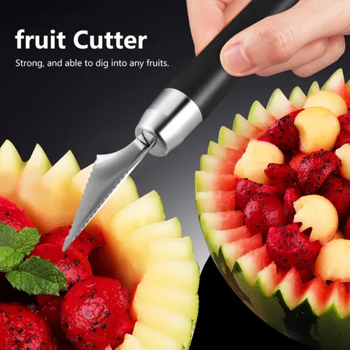 Miniatura 4 de VILLCASE 2 cuchillos de acero inoxidable para tallar frutas, en forma de V, grabado de alimentos, herramienta de corte para el hogar, cocina, mesa