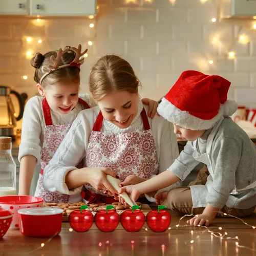 Miniatura 6 de FOMIYES Caja de dulces con forma de manzanas navideñas, 12 unidades, de plástico, con relleno de manzanas, recipientes decorativos para dulces