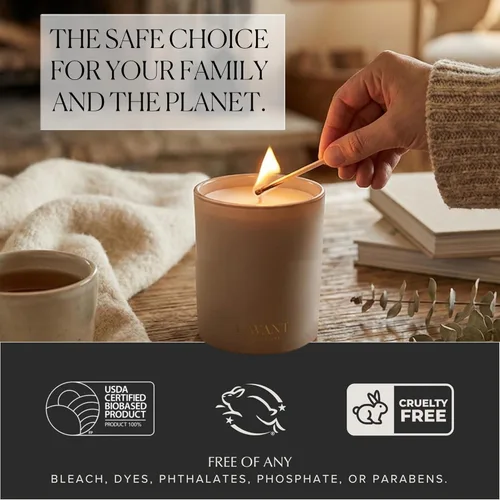 Miniatura 4 de L'AVANT Collective Ambre Santal - Vela perfumada de lujo, cera de soja y coco, no tóxica, 40 horas de tiempo de combustión, vela para decoración