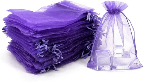 Miniatura 8 de ADVcer 100 bolsas de organza transparente, bolsas de regalo con cordón de 4.8 x 6.7 pulgadas, juego de sacos de joyería de primera calidad a granel