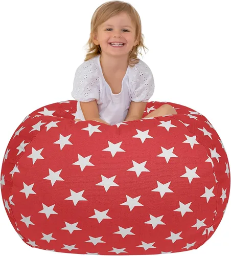 Miniatura 12 de Aubliss Puf de Almacenamiento de Animales de Peluche, Silla Puf de Unicornio, Stuff 'n Sit para Niños, Mediano 32" - Lona Unicornio Azul Azul