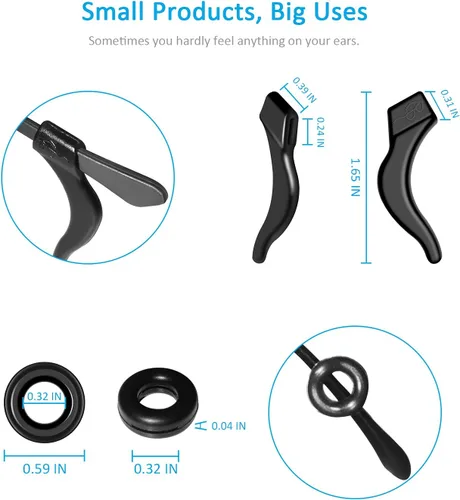 Miniatura 6 de 12 pares de agarraderas para las orejas Mcyye para gafas, retenedor antideslizante para gafas, gancho de silicona de alta calidad, evita que