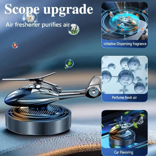 Miniatura 3 de Ambientador de aire para automóvil con energía solar, difusor de aromaterapia giratorio con energía de helicóptero, fragancia duradera, perfume, Rojo