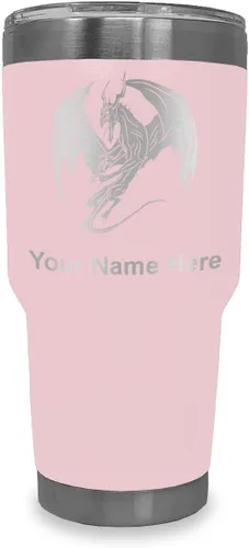 Miniatura 29 de LaserGram Vaso aislado al vacío de 20 onzas, dragón, grabado personalizado incluido (negro)