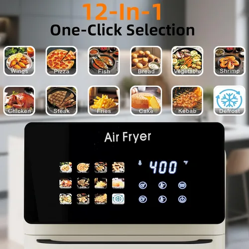 Miniatura 2 de Horno freidora de aire profesional grande de 10 litros con parrilla para uso en cocina, hornos de convección inteligentes 12 en 1, freidora de aire