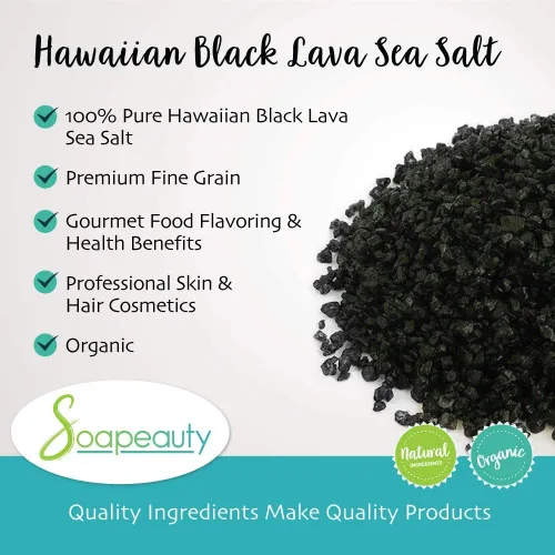 Miniatura 3 de Sal marina negra hawaiana 100% natural orgánica Gran sal de acabado gourmet y perfecta para cosméticos profesionales de piel, cabello y baño