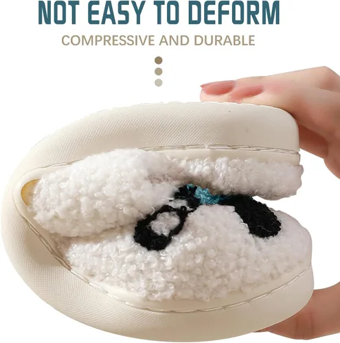 Miniatura 3 de Las bonitas pantuflas de conejito malo perfectas para mujeres y hombres bordado de dibujos animados pantuflas cálidas de invierno con patrón de amor
