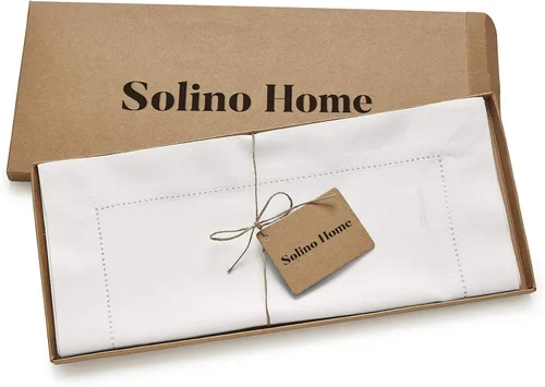 Miniatura 4 de Solino Home Camino de mesa blanco de 36 pulgadas – Camino de mesa de café de lino y algodón con vainica, 14 x 36 pulgadas, ideal para mesas