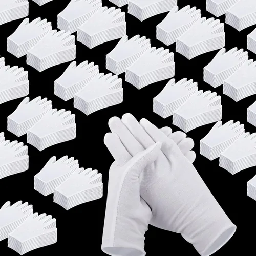 Jecery Guantes de algodón blanco paquete a granel hidratante durante la noche eczema de mano seca delgada forro de inspección para joyería colección
