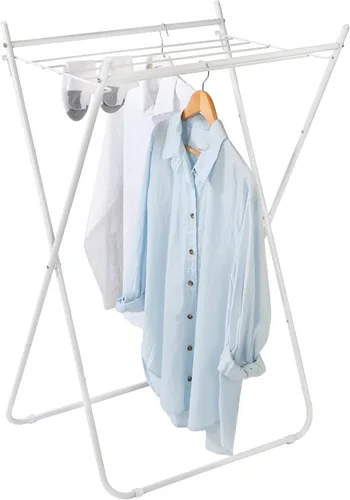 Miniatura 3 de Honey-Can-Do Estante de secado de ropa plegable de metal, estante plegable para ropa con capacidad para 40 libras, diseño apto para colgar con patas