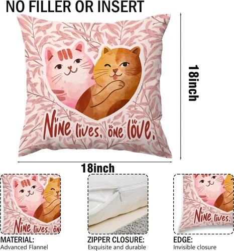 Miniatura 7 de Fundas de almohada rosas con diseño floral de San Valentín, regalos para mujeres, novias, parejas, amantes de los gatos, divertidas fundas