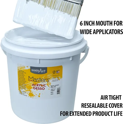 Miniatura 3 de Handy Art Little Masters White Gesso, 1 galón (128 oz) a granel, imprimación acrílica para lienzo, madera y más, fabricado en Estados Unidos, AP