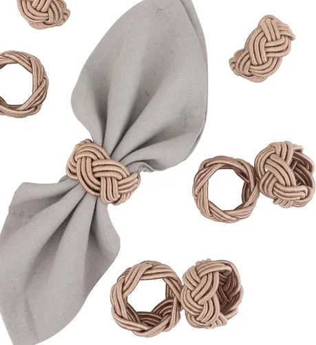 Miniatura 7 de Juego de 12 servilleteros bohemios elegantes, de rayón tejido a mano, color beige, resistente al desgaste, decoración de mesa para bodas, Navidad