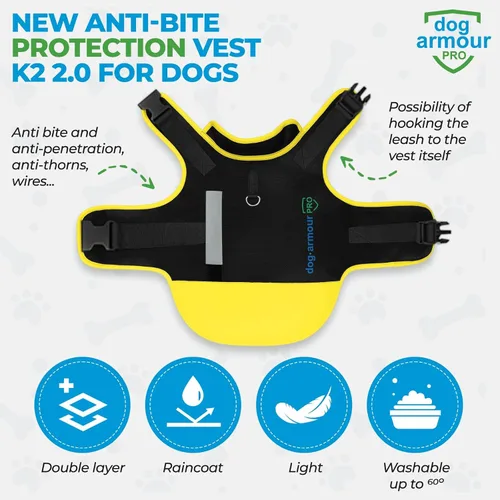 Miniatura 2 de Chaleco de protección para perros contra ataques, chaleco antimordeduras y antipenetración para coyotes, perros agresivos y aves de presa, Amarillo