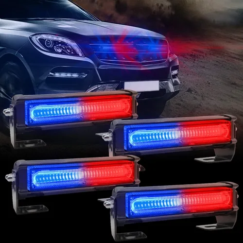 Miniatura 13 de Luces estroboscópicas de emergencia para vehículo, 4 en 1 LED de 32 W, montaje en superficie, barra de luz estroboscópica intermitente de Rojo