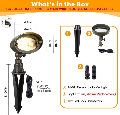 Miniatura 7 de Gardenreet Luz de inundación de bajo voltaje para exteriores, luz LED de latón macizo para lavado de pared, 12 V cableada impermeable, iluminación