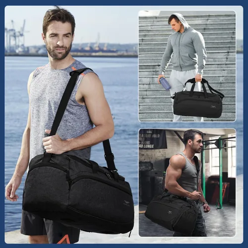Miniatura 5 de FIORETTO 50L Mens Sports Gym Bag with Wet Pocket & Shoe Compartment,Travel Duffle Bag Overnight Bag with Padded Shoulder Strap, Water-Resistant