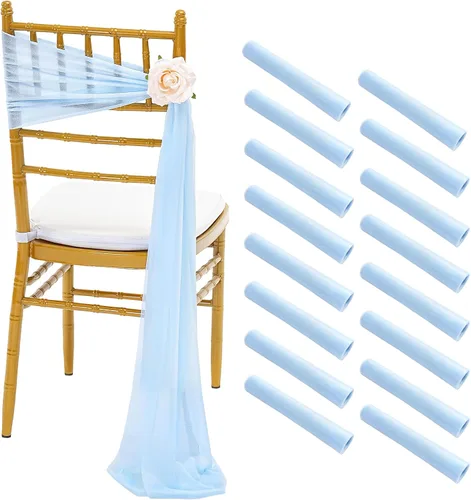 Miniatura 28 de Fanqisi 16 cintas para sillas con cintas de 8 pies de largo, cortinas de tela suave para decoración de bodas, iglesias, sillas, pasillos