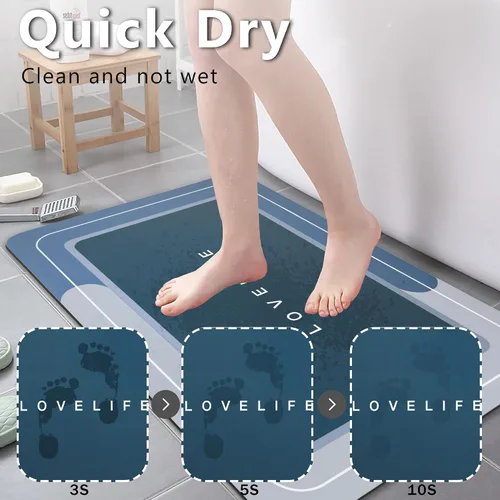 Miniatura 3 de Tapete de baño de goma de secado rápido, absorbente, antideslizante, delgado, de secado instantáneo, tapete mágico de baño para el piso del baño