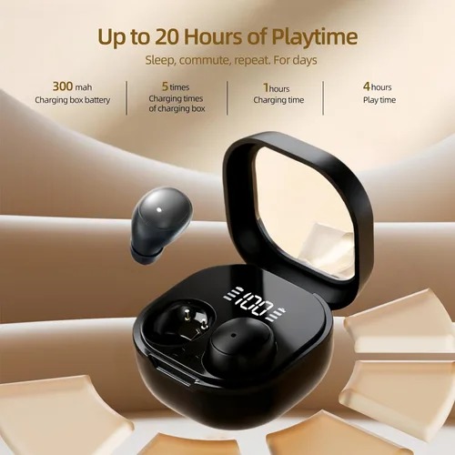 Miniatura 6 de HJX M125 - Mini auriculares invisibles para dormir de lado, auriculares intraurales ultraligeros, tiempo de reproducción de 50 horas con funda