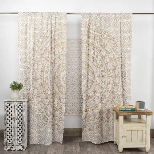 Miniatura 9 de Popular Handicrafts - Cortinas de ventana de cocina con diseño de mandala hippie indio, Elefante Bohemio, hermosas cortinas para dormitorio, sala