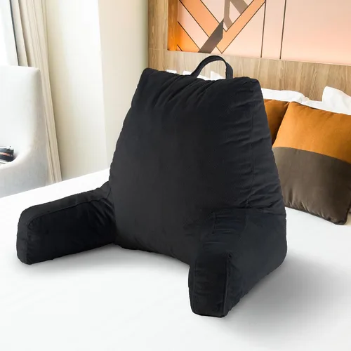 Cheer Collection Almohada de lectura con brazos – Almohada de cama portátil para sentarse y apoyar, almohada de respaldo rellena de fibra hueca para