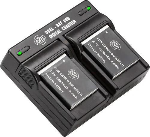 BM - Paquete de 2 baterías NB-6L, NB-6LH y cargador de batería dual para Canon PowerShot S120, SX170, SX260, SX280, SX500, SX510, SX520, SX530,