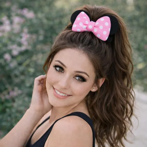 Miniatura 4 de Styla Hair - Paquete de 2 coleteros para orejas de ratón, con lazo de terciopelo con orejas de lentejuelas, bonitos accesorios para el cabello