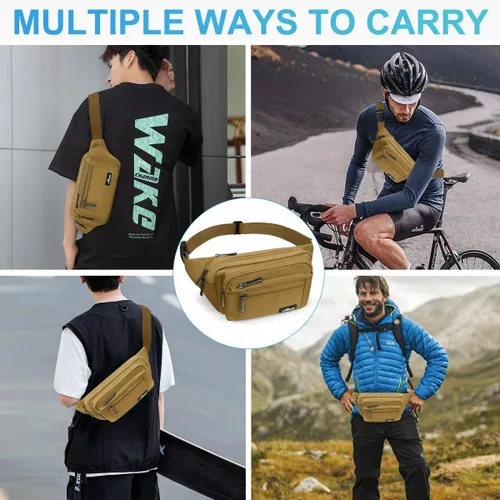 Miniatura 7 de Bolsa de cintura Riñonera para hombres y mujeres con correa ajustable para exteriores, entrenamiento, viajes, casual, correr, senderismo, ciclismo