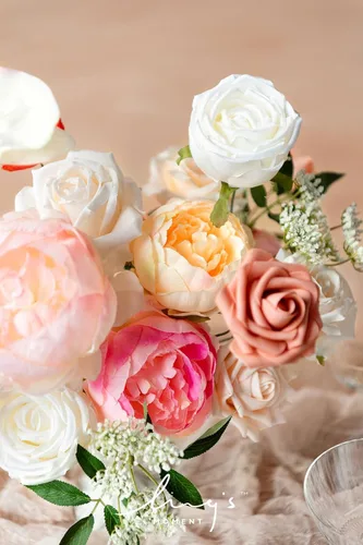 Miniatura 3 de Ling's moment Caja de Flores Falsas, Tallos de Follaje Artificial Falso, Rosas de Espuma, Peonías de Seda, Orquídea, Amapola, Flores de Tela