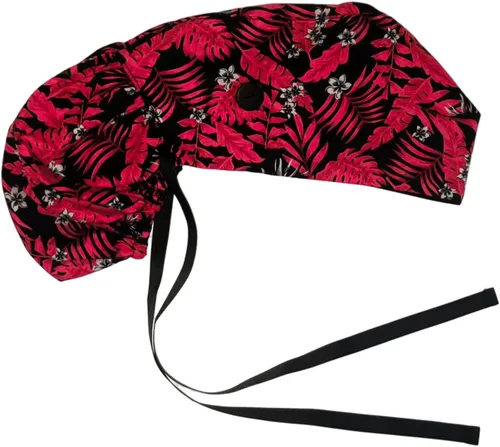 Miniatura 7 de Gorra médica con interior sedoso, gorro de algodón con banda para el sudor y botones, cola de caballo ajustable