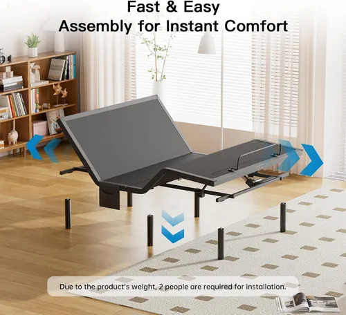 Miniatura 3 de Pipishell - Somier ajustable individual XL con masaje, base de cama eléctrica con inclinación de la cabecera y las patas, puertos USB-A y USB-C
