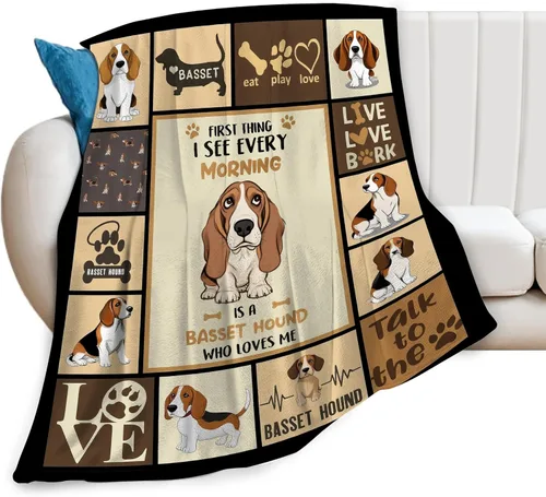 Miniatura 2 de Manta de Bassset, manta de felpa suave de forro polar para perros, ropa de cama de animales y perros, regalos acogedores para mujeres, niñas, niños