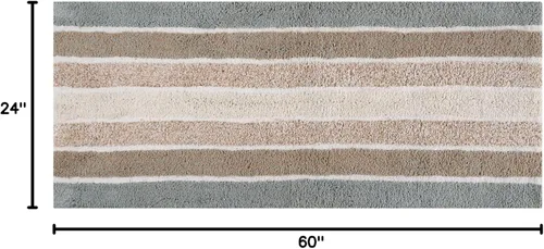 Miniatura 2 de Alfombra de baño de algodón con rayas alpinas de 24 x 60 pulgadas, color beige gris, antideslizante, ultrasuave, de lujo, ideal para baño, cocina