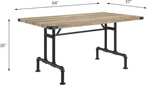 Miniatura 2 de Mesa de comedor negra de roble y arena con patas de metal